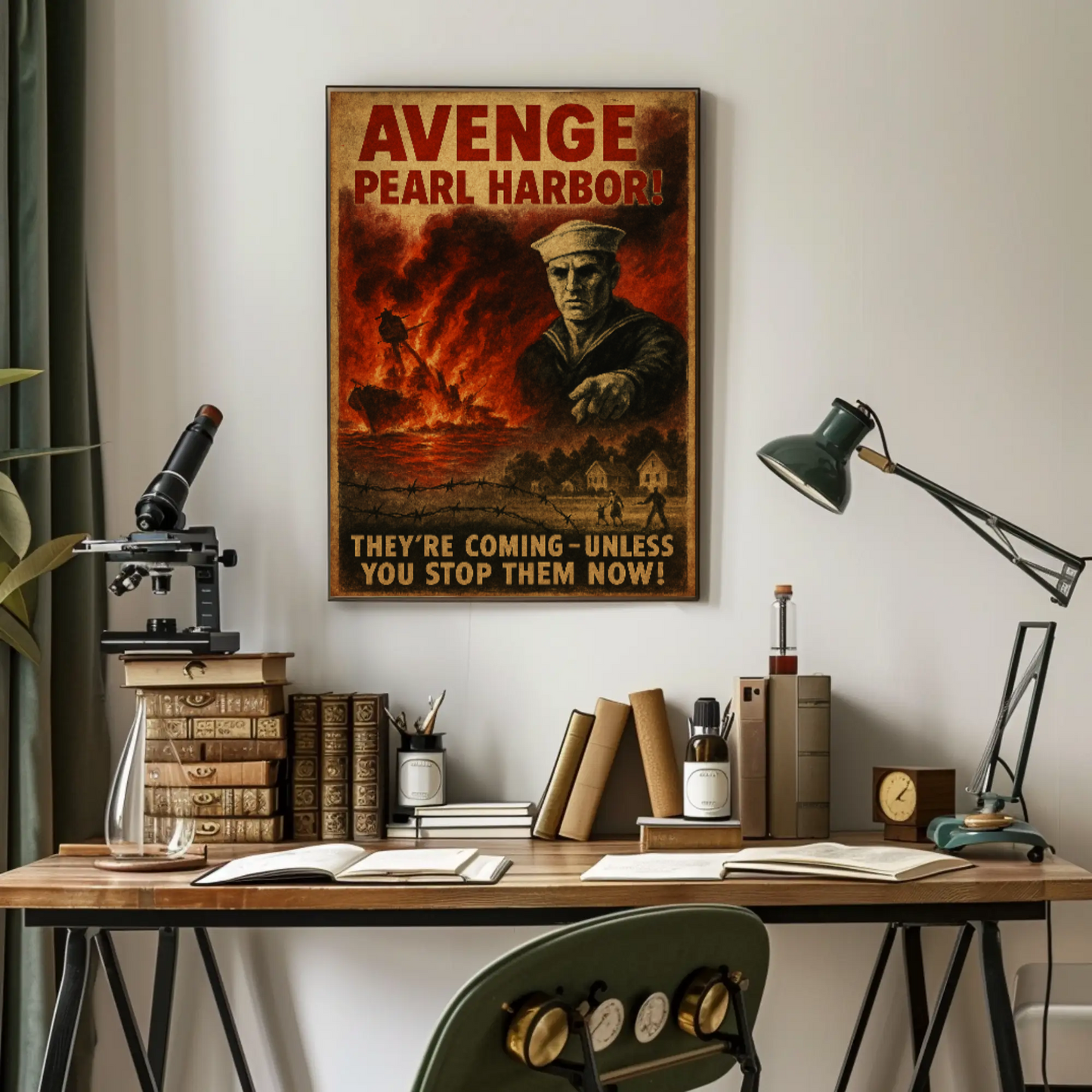 Avenge Pearl Harbor Dramatic WWII Propaganda Poster