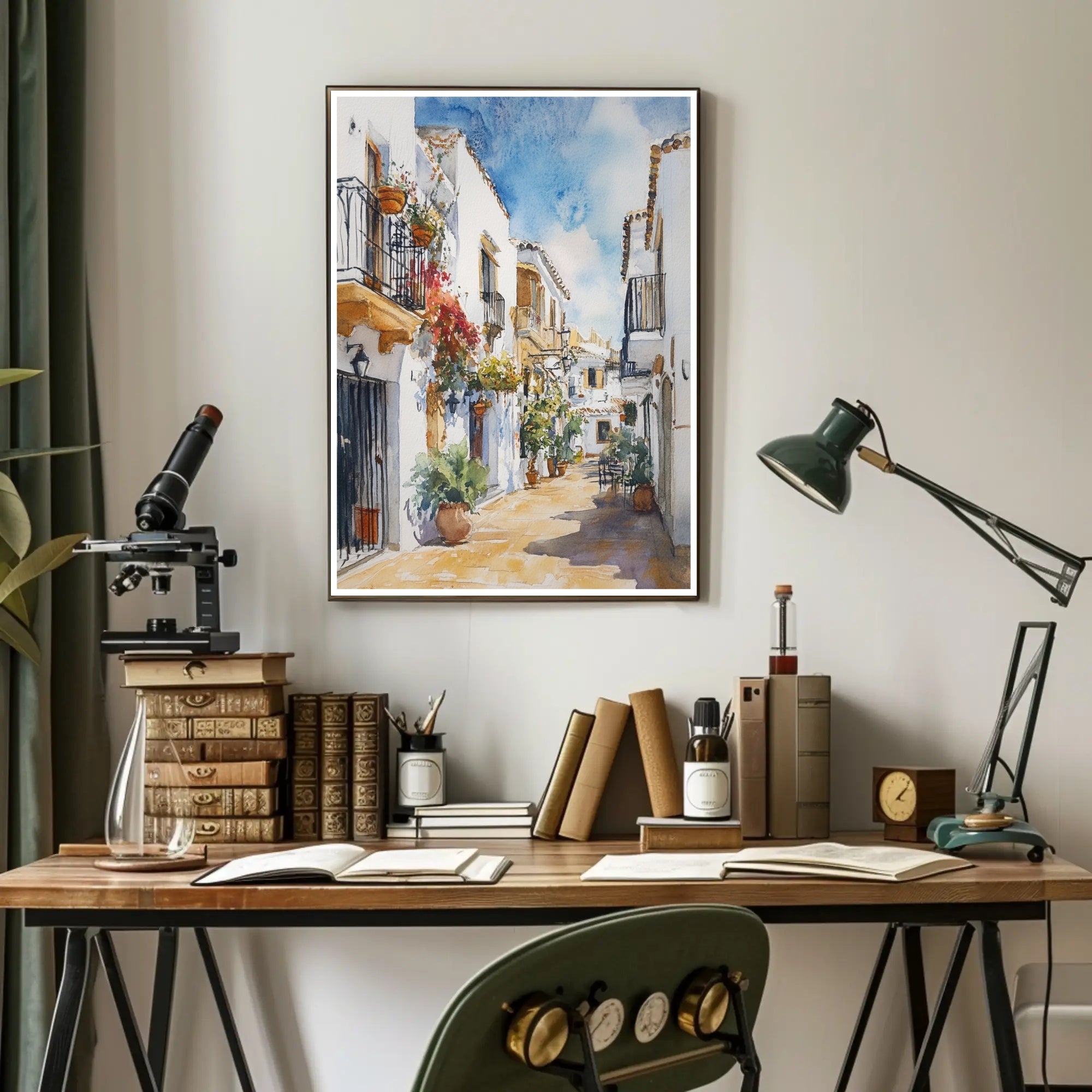 Quaint Mediterranean Street Poster PosterGoat