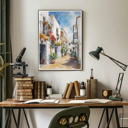 Quaint Mediterranean Street Poster PosterGoat