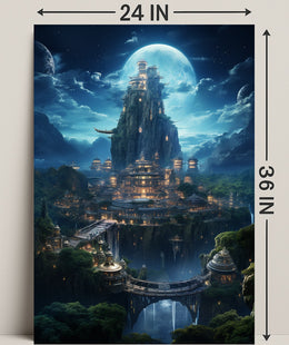 Enchanted Moonlit City Poster