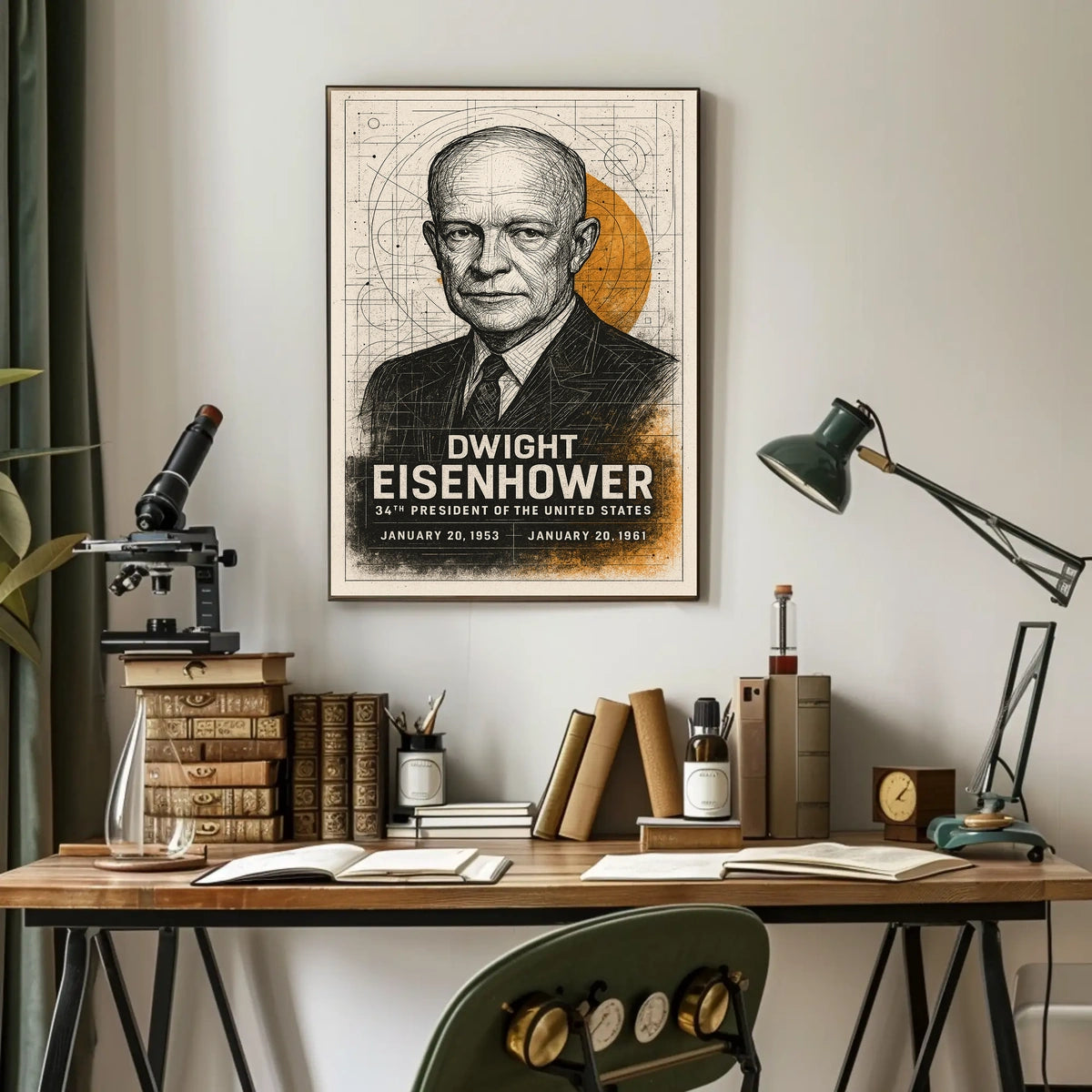 Dwight D. Eisenhower Presidential Vintage Art Historical Poster