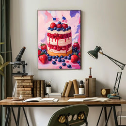 Vibrant American Flag Street Scene Impressionist Poster