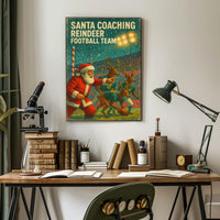 Santa Coaches Reindeer Football Team Vintage Poster