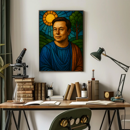 Elon Musk Modern Icon Stained Glass Poster