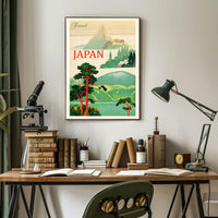 Vintage Japan Mount Fuji Travel Poster