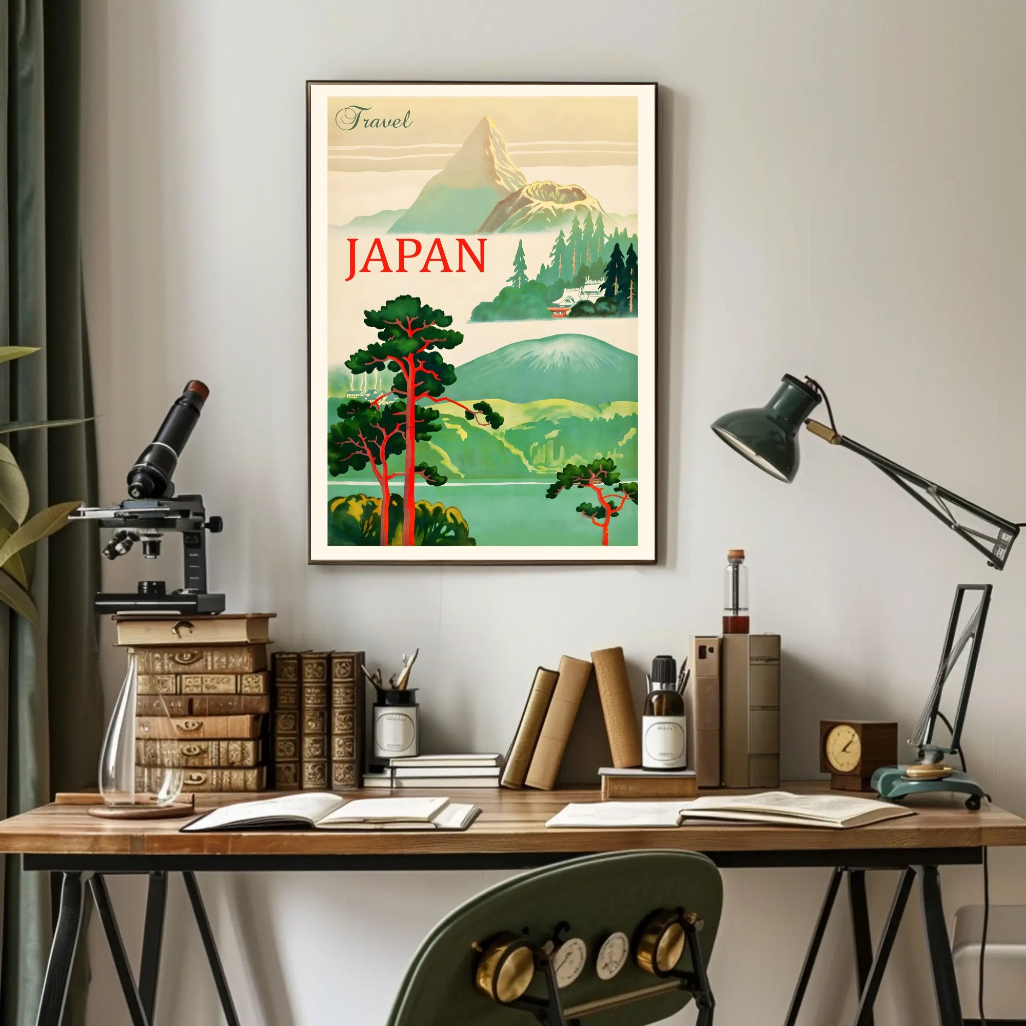 Vintage Japan Mount Fuji Travel Poster