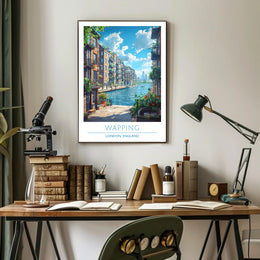 Wapping Canal with Modern Skyline Urban or Cityscape Poster