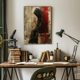 Mysterious Hooded Figure Abstract Artistic Poster PosterGoat