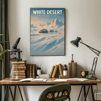 White Desert Futuristic Sci-Fi Travel Poster