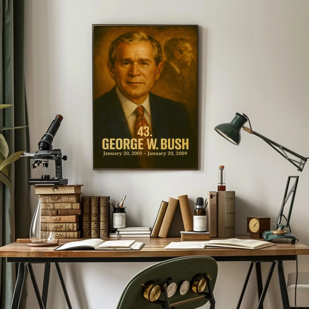 George W Bush Poster Vintage Analog Film Aesthetic Presidential Portrait Wall Art Print for History Fans