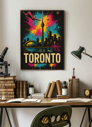 Vibrant Toronto Travel Poster with Iconic City Landmarks