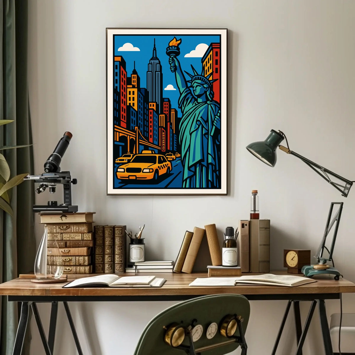 New York City Poster Modern Vibrant Urban Scene Wall Art