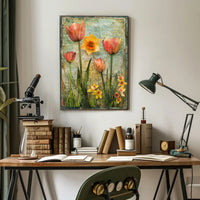 Floral Elegance: Tulips & Daffodils Vintage Artistic Poster PosterGoat