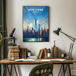 New York City Skyline Poster Modern Wall Art