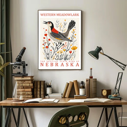 Western Meadowlark State Bird Art Poster Print