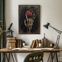 Skeletal Hand with Rose Gothic Vintage Art Poster
