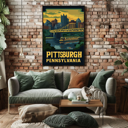 Pittsburgh, Pennsylvania Vintage Travel Poster
