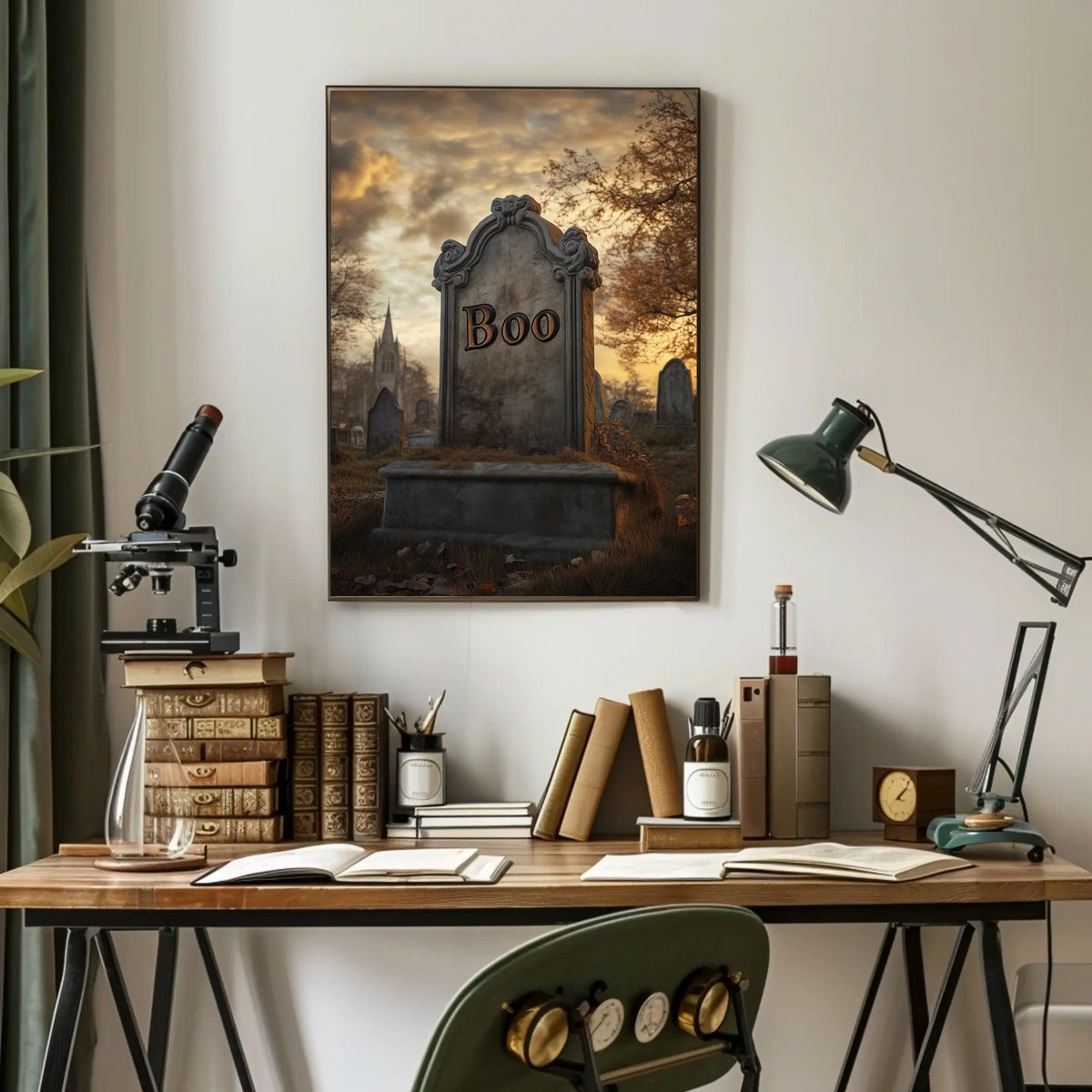 Spooky Graveyard Halloween Tombstone Eerie Poster