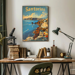 Santorini Escape: Aegean Serenity with Sailboats Poster