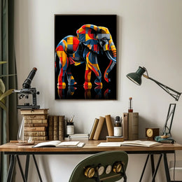 Vibrant Elephant Mosaic Poster