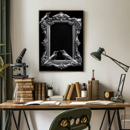 Baroque-Style Gothic Raven Art Print - Artistic Poster
