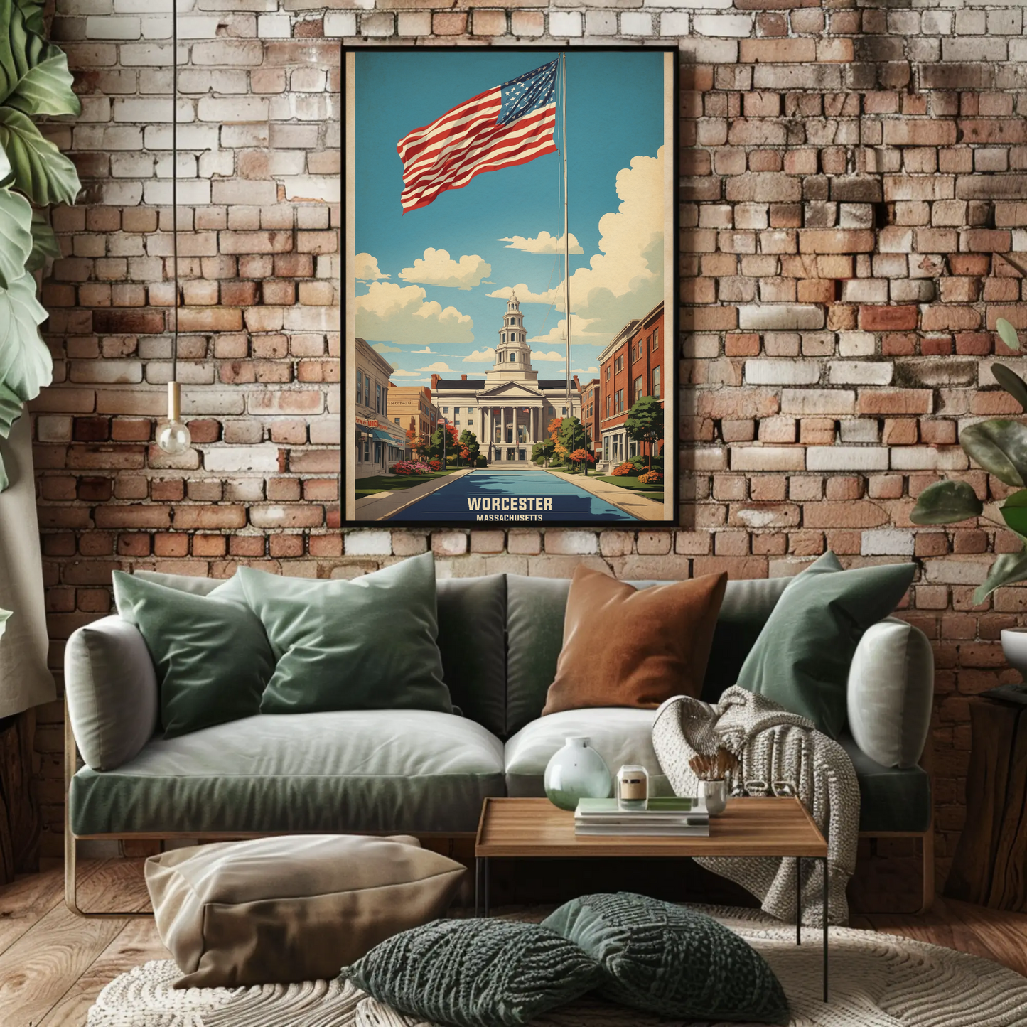 Worcester Massachusetts Grand Civic Pride Vintage Travel Poster