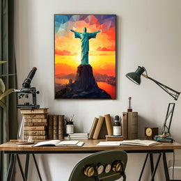 Christ The Redeemer At Sunset Poster