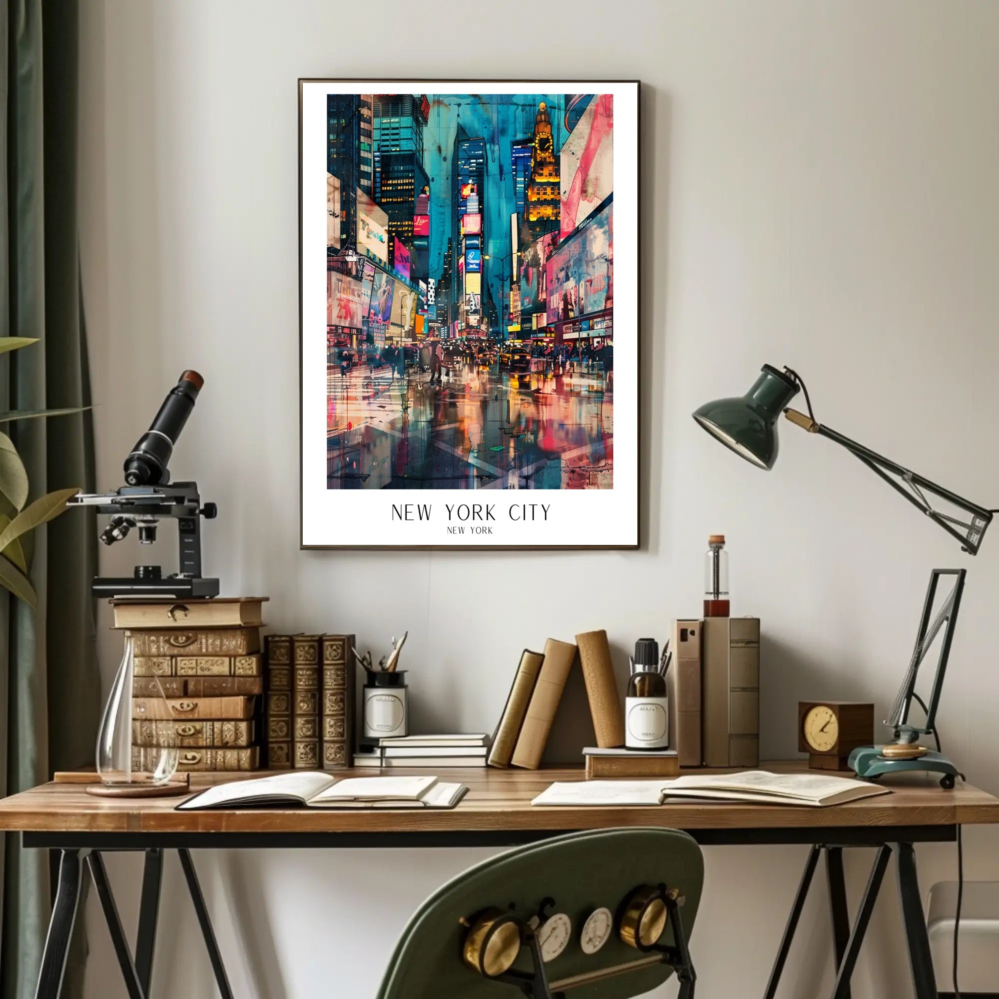 Vibrant Times Square Neon Lights Urban or Cityscape Poster PosterGoat