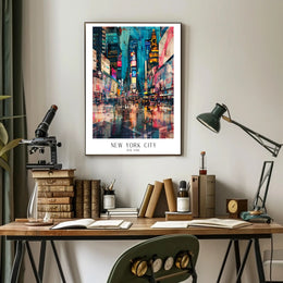 Vibrant Times Square Neon Lights Urban or Cityscape Poster PosterGoat