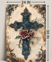 Roses And Cross Poster