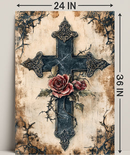 Roses And Cross Poster