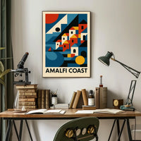 Amalfi Coast Geometric Art Poster For Elegant Wall Decor