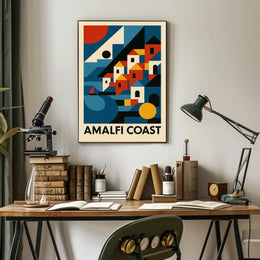 Amalfi Coast Geometric Art Poster For Elegant Wall Decor
