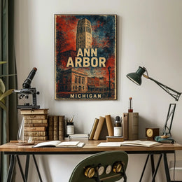 Ann Arbor Cityscape Minimalist Travel Poster
