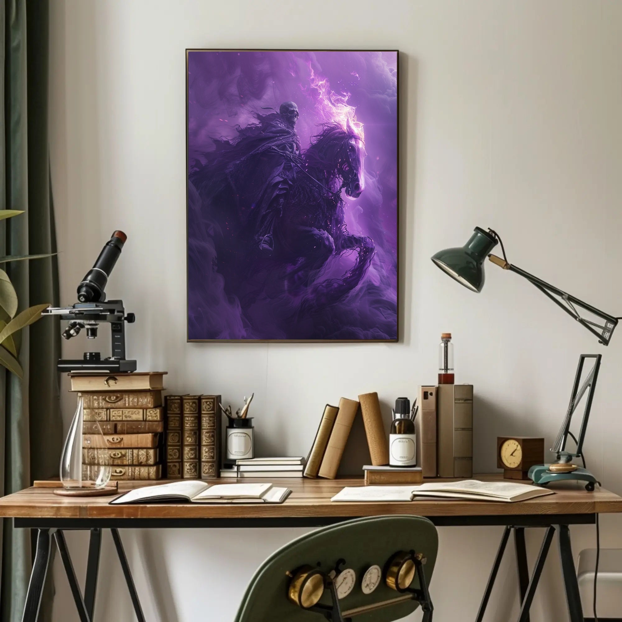 Skeletal Rider on Ghostly Horse: Fantasy or Mythology Poster PosterGoat