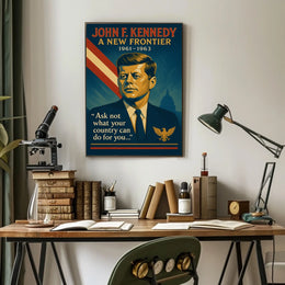 JFK Vintage Patriotic Poster with Inspirational Quote