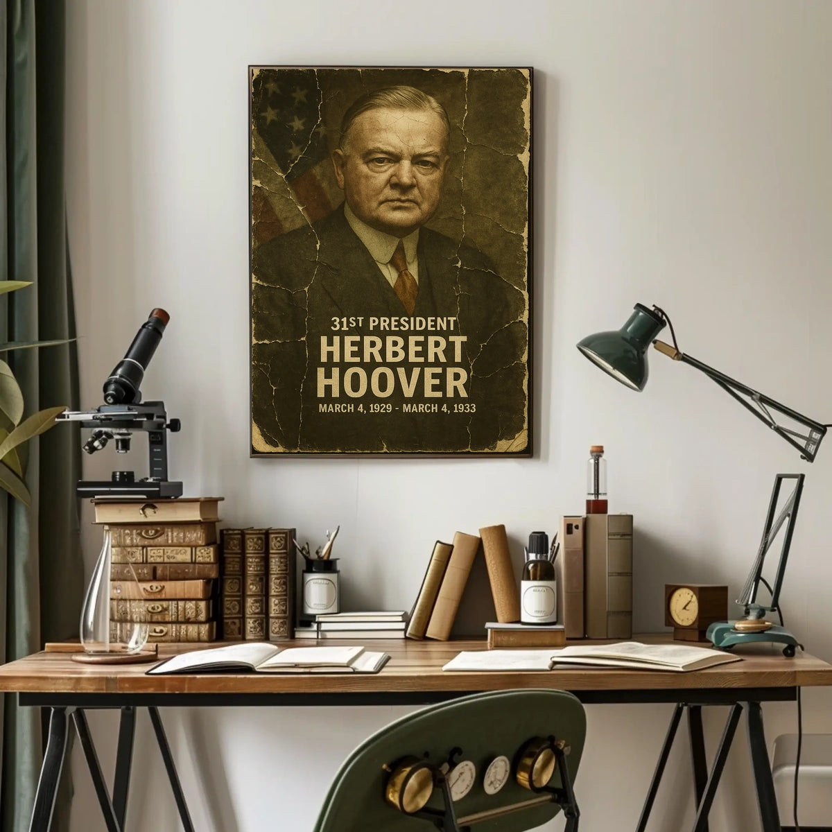 Herbert Hoover 31st President of the United States Damaged Photograph Poster
