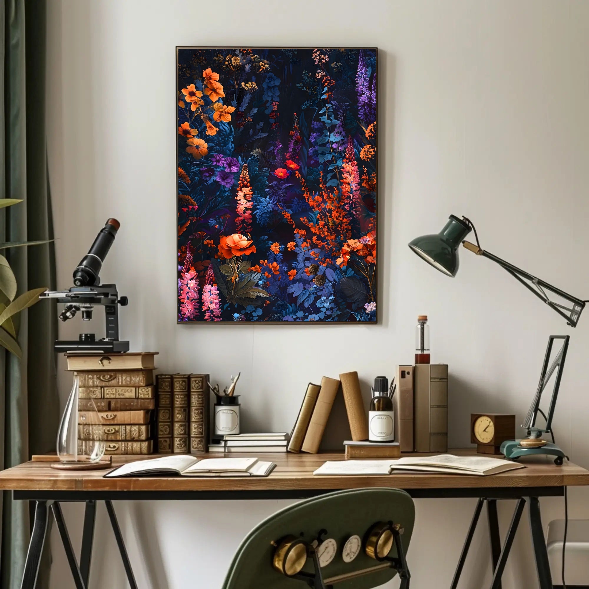 Vibrant Enchanted Floral Scene Artistic Poster