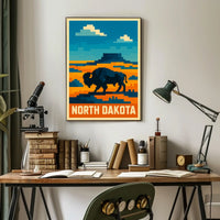 North Dakota Pixel Art Landscape Poster