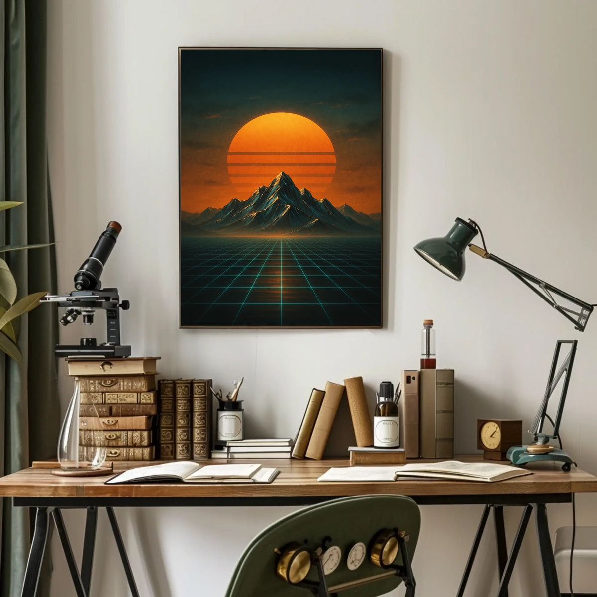 Retro-Futuristic Synthwave Art Print in Futuristic Sci-Fi Poster