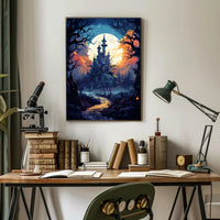 Enchanted Castle Under The Moon Poster