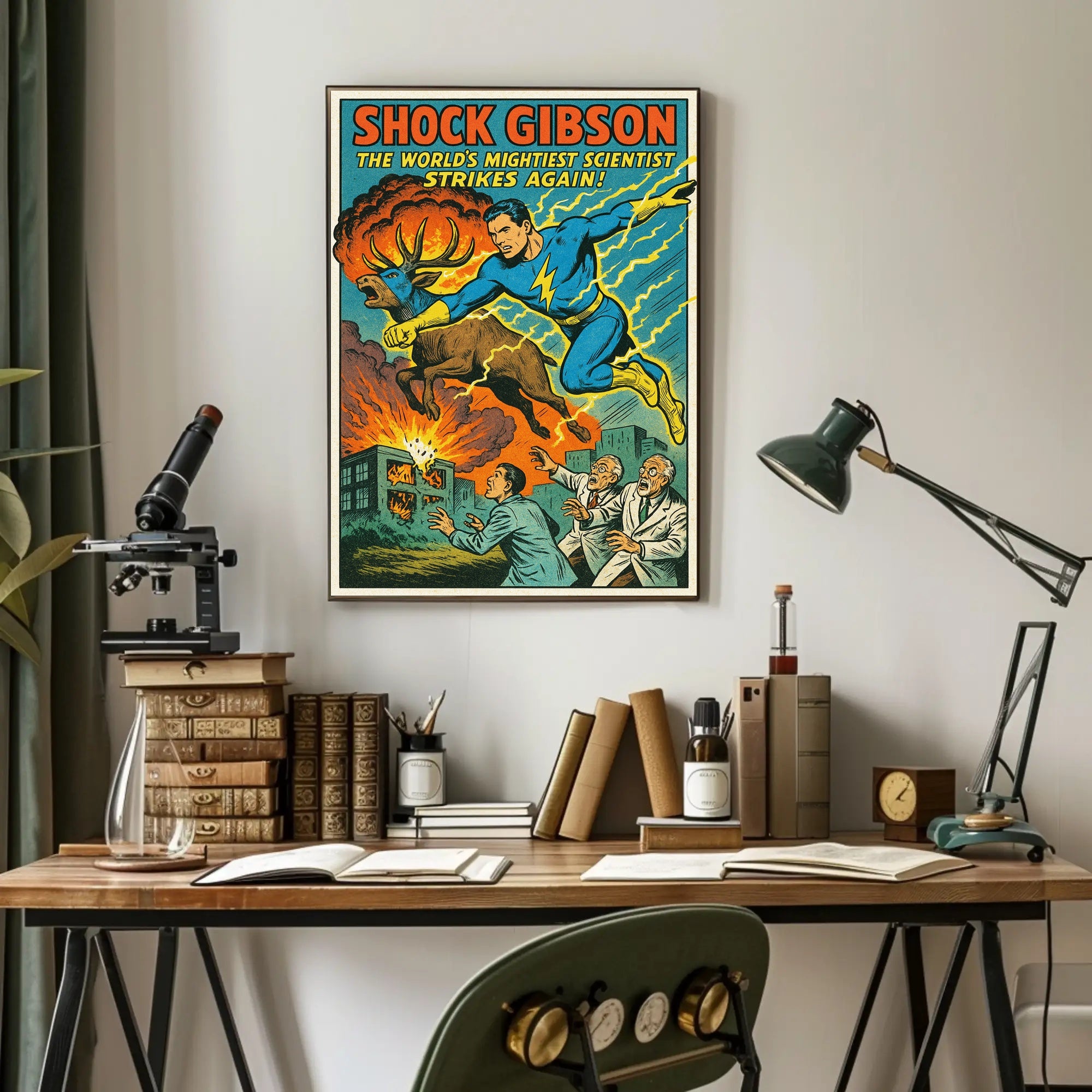 Shock Gibson The Worlds Mightiest Scientist Poster PosterGoat