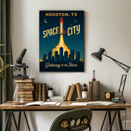 Houston Space Shuttle Launch Poster Space or Astronomy Poster