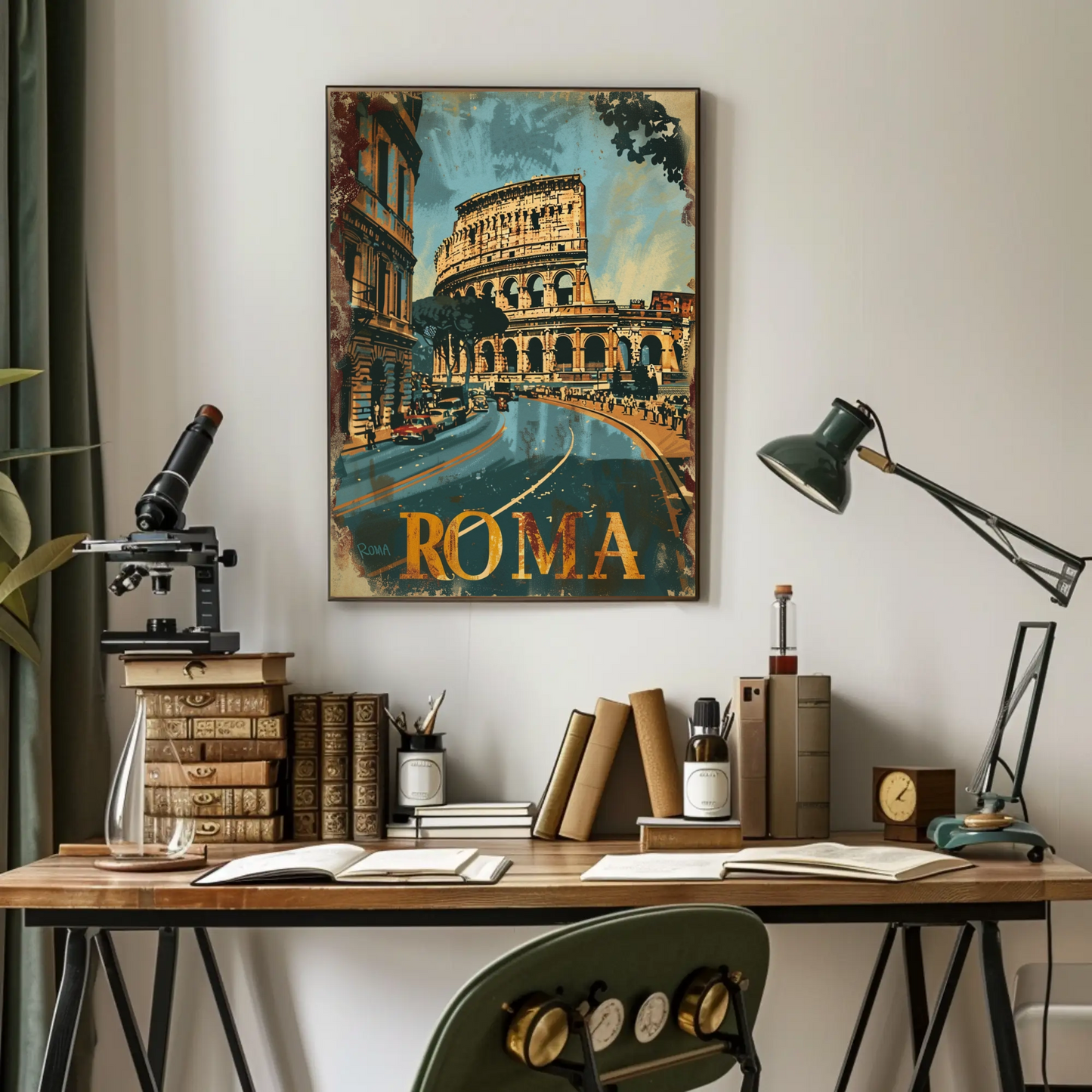 Rome Colosseum Vintage Italy Travel Poster
