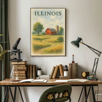 Illinois Countryside Dreamer Rustic Poster