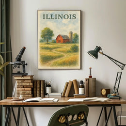 Illinois Countryside Dreamer Rustic Poster
