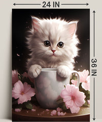 Kitten In A Cup Poster PosterGoat
