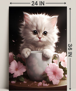Kitten In A Cup Poster PosterGoat