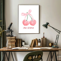 Charming Pink Cherries Illustration: Abstract or Artistic Poster PosterGoat