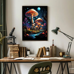 Mystical Luminescent Forest Fantasy Art Poster